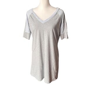 La Vie en Rose Sleep Dress Gray V-Neck Short Sleeve Lounge Nightgown Casual
